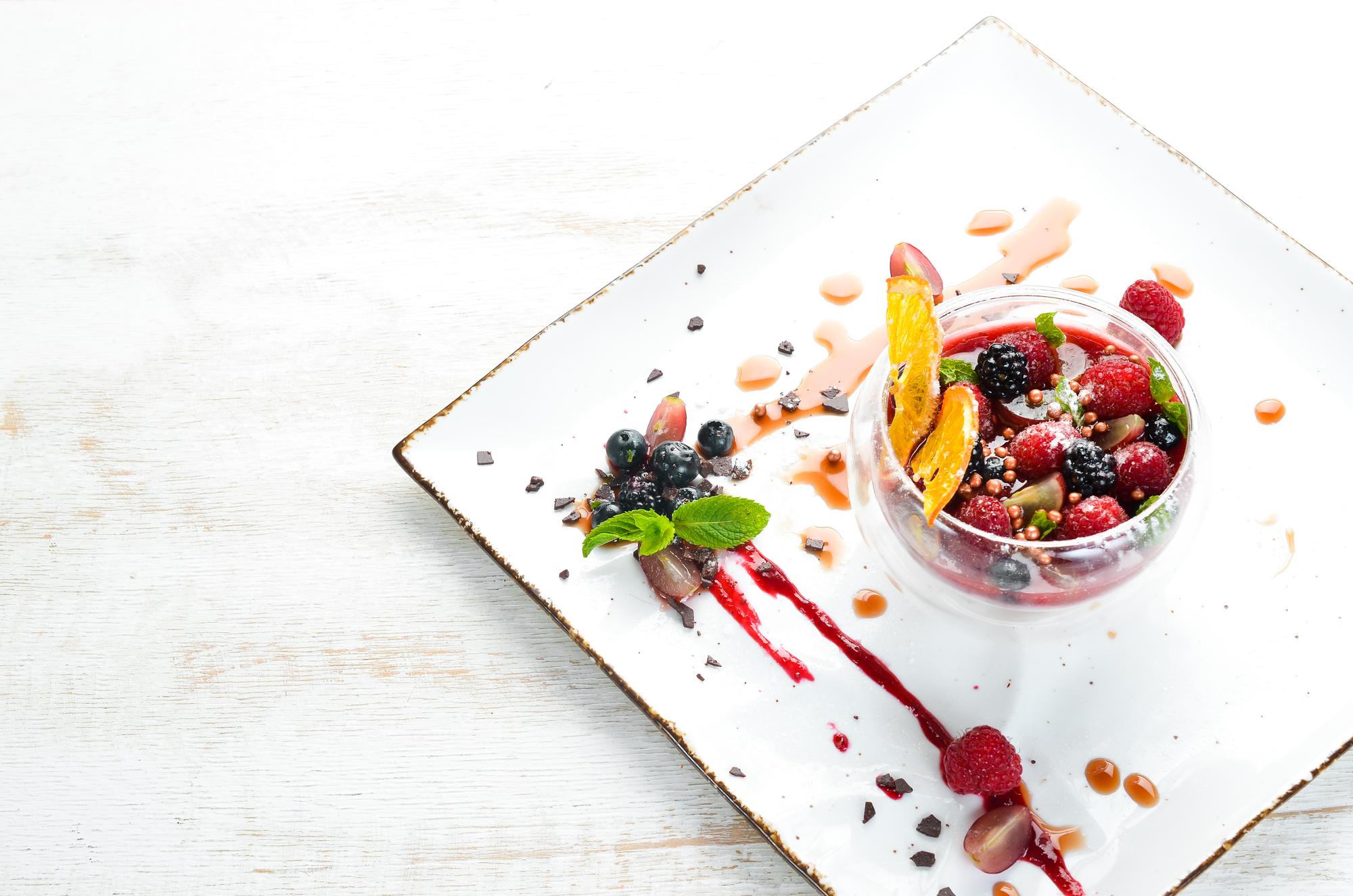 Close-up of plated dessert